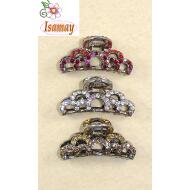 PINZA METAL CORONA PIEDRAS COLORES