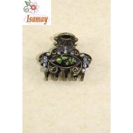 PINZA BRONCE RECTANGULAR PIEDRAS NEGRAS