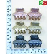 PINZA ITALIANA 4 PUAS PEQUEÑA PULSADOR ESTAMPADO METALIZADO Y PURPURINA