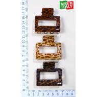 PINZA RECTANGULAR HUECA ANIMAL PRINT ITALIANA