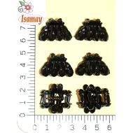 PINZA PASTA PEQUEÑA 4 DIENTES PIEZAS ACRILICAS NEGRAS FACETADAS
