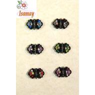 PINZA PASTA 1CM NEGRA ROMBO STRASS COLORES