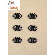 PINZA PASTA 1CM NEGRA ROMBO STRASS CRISTAL