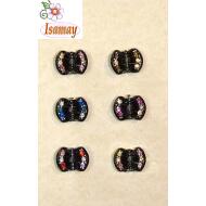 PINZA PASTA 1CM NEGRA STRASS COLORES
