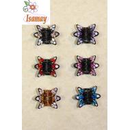 PINZA CAREY / NEGRA FLOR STRASS COLORES