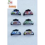 PINZA PASTA NEGRA CIRCULOS COLORES PERLADOS STRASS