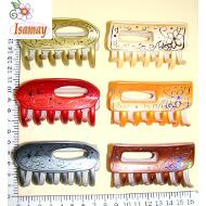 PINZA 6 PUAS PULSADOR CUADRADA / REDONDA COLORES CON DIBUJO METALIZADO