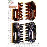 PINZA 6 PUAS PULSADOR CUADRADA / REDONDA CAREY / NEGRO ORO / PLATA