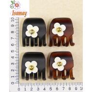 PINZOTTO 3.5CM CAREY + NEGRO MATE FLOR BOTON ORO