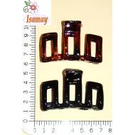 PINZA 3 CUADRADOS HUECOS CAREY Y NEGRO