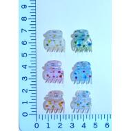 PINZA MICRO COLORES ESTAMPADOS TOPOS PURPURINA