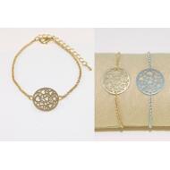 PULSERA NICKEL FREE CIRCULO CORAZONES ORO/PLATA
