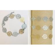 PULSERA NICKEL FREE CADENA CIRCULOS ESTRELLAS ORO/PLATA 