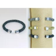 PULSERA TUBULAR CRISTALES TONOS METALIZADOS