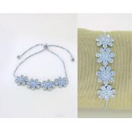 PULSERA PLATA FILA 4 FLORES CIRCONITAS 