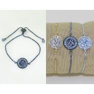 PULSERA PLATA / DORADA / RHODIO CIRCULO CENTRO MULTICOLOR