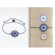 PULSERA PLATA / DORADA / RHODIO ROSETON STRASS CENTRO NEGRO