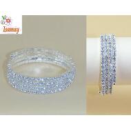 PULSERA FILA STRASS RIGIDA 3 VUELTAS PLATA