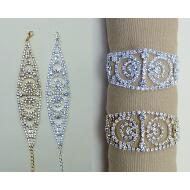 PULSERA METAL 2 TONOS TRENZA ARABESCO STRASS