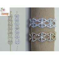 PULSERA METAL 2 TONOS 4 HILOS TRENZADOS STRASS 