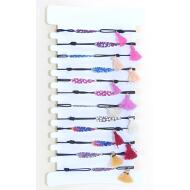 PULSERA ELASTICA PLUMA ESMALTADA CON BORLA