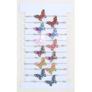PULSERA ELASTICA DORADA MARIPOSA ESMALTADA PURPURINA