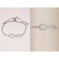 PULSERA PLATEADA CADENA AJUSTABLE E INFINITO STRASS