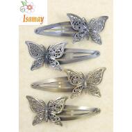 RANA MARIPOSA LABRADA BRONCE Y PLATA VIEJA