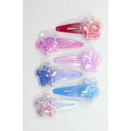 RANA 5 CENTIMETROS FLOR TRANSPARENTE PURPURINA ESTRELLITAS